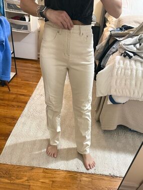 Madewell High-Waisted Cream Straight Jeans